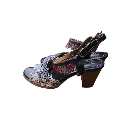 L'Artiste 41 Spring Steps Floradaciois black leather ankle strap sandals 9.5 10 - Picture 3 of 8